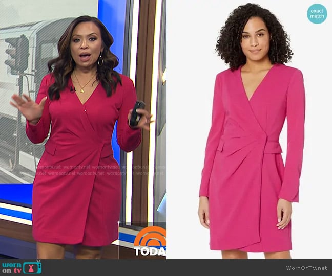 Donna Morgan Mini Tuxedo Wrap Dress worn by Adelle Caballero on Today
