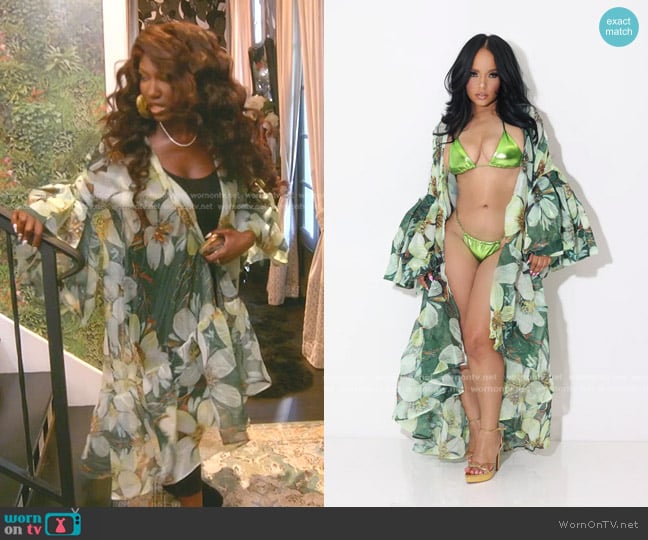 Nichole Lynel Miss Thang Floral Sheer Duster worn by Bozoma Saint John on The Real Housewives of Beverly Hills