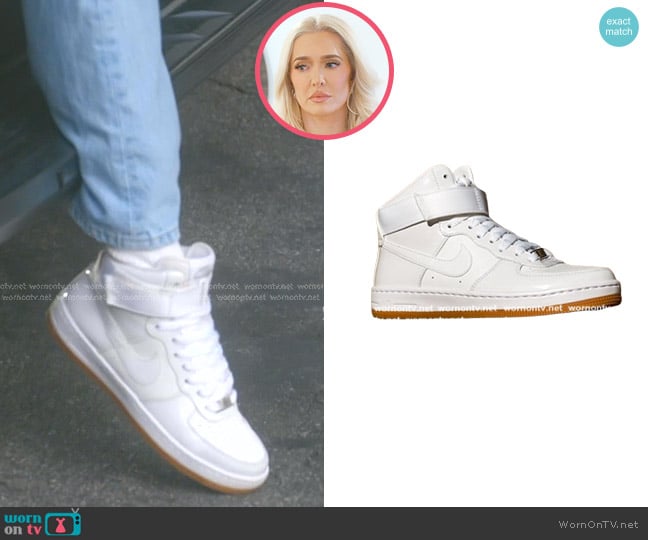 Nike Air Force 1 Ultra Force Mid with gum sole worn by Erika Jayne on The Real Housewives of Beverly Hills