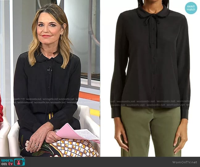 Nili Lotan Monet Tie Neck Silk Blouse worn by Savannah Guthrie on Today