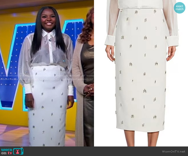 Antonio Melani Rylan Crepe Jewel Embellished Pencil Midi Skirt worn by Joaquina Kalukango on Good Morning America