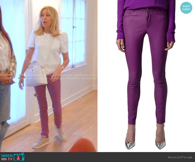 Zadig & Voltaire Phlame Skinny Leather Pants in goa worn by Sutton Stracke on The Real Housewives of Beverly Hills