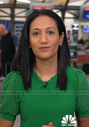 Priya Sridhar's green swiss dot sleeve top on Today