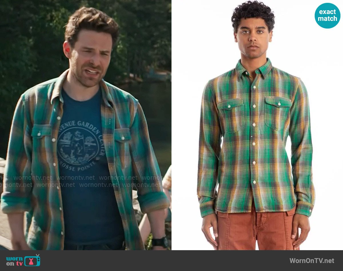 RRL Preston Workshirt worn by Brett (Ben Rappaport) on Grosse Pointe Garden Society