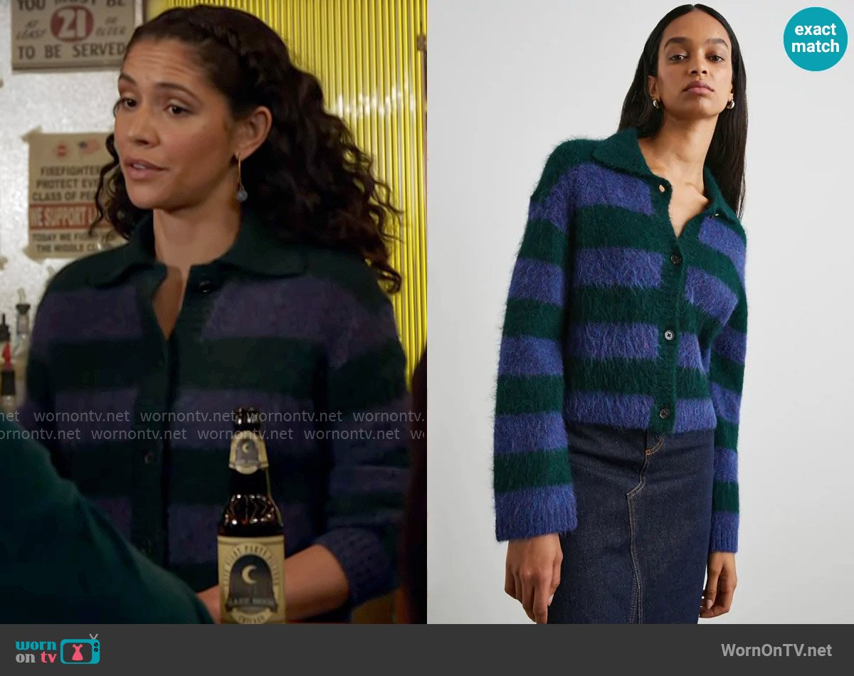 Rails Amber Sweater in Oxford Stripe worn by Stella Kidd (Miranda Rae Mayo) on Chicago Fire