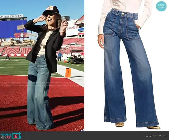 Ramy Brook Theodora High Rise Wide Leg Jeans in Medium Wash worn by Savannah Guthrie on Today