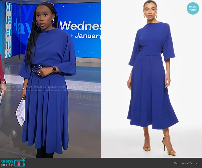 Roksanda Collective Bow Back Midi Dress worn by Zinhle Essamuah on NBC News Daily