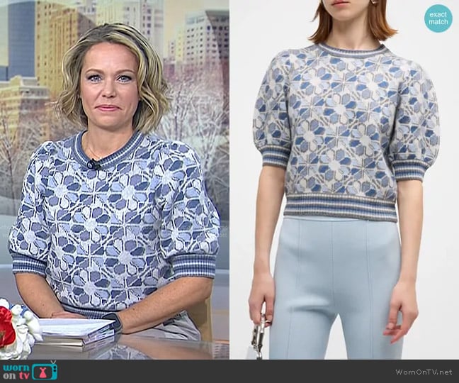 Adam Lippes Rose Medallion Jacquard Cashmere Top worn by Dylan Dreyer on Today