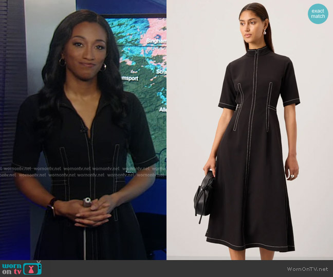 Rosetta Getty Collective Mock Neck Midi Dress worn by Brittany Bell on Good Morning America