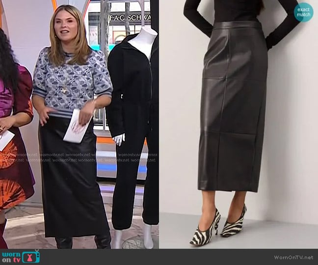 Rosetta Getty Collective Faux Leather Column Skirt worn by Jenna Bush Hager on Today