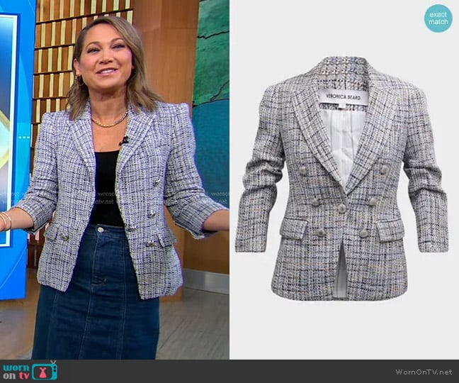 Veronica Beard Ryland Dickey Jacket in Blue Multi worn by Ginger Zee on Good Morning America