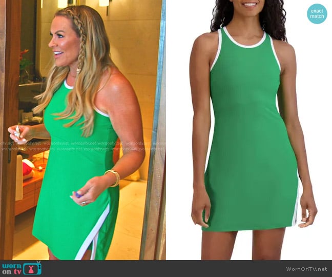 Sage Collective Splice Racerback Active Dress in Fern Green/ White worn by Heather Gay on The Real Housewives of Salt Lake City