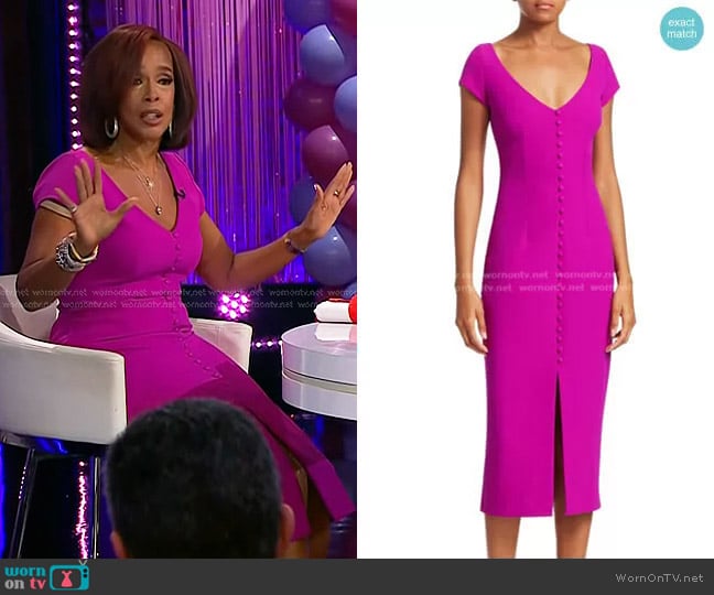 Safiyaa Buttoned Crepe Cocktail Dress worn by Gayle King on Today