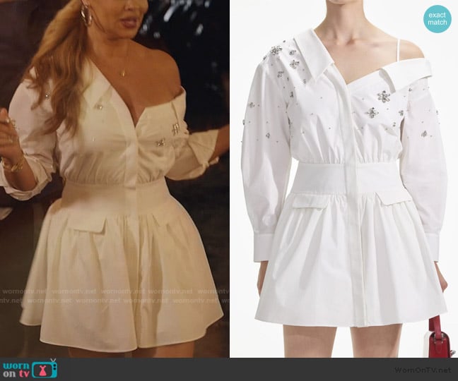 Self Portrait White Cotton Embellished Mini Dress worn by Gizelle Bryant on The Real Housewives of Potomac