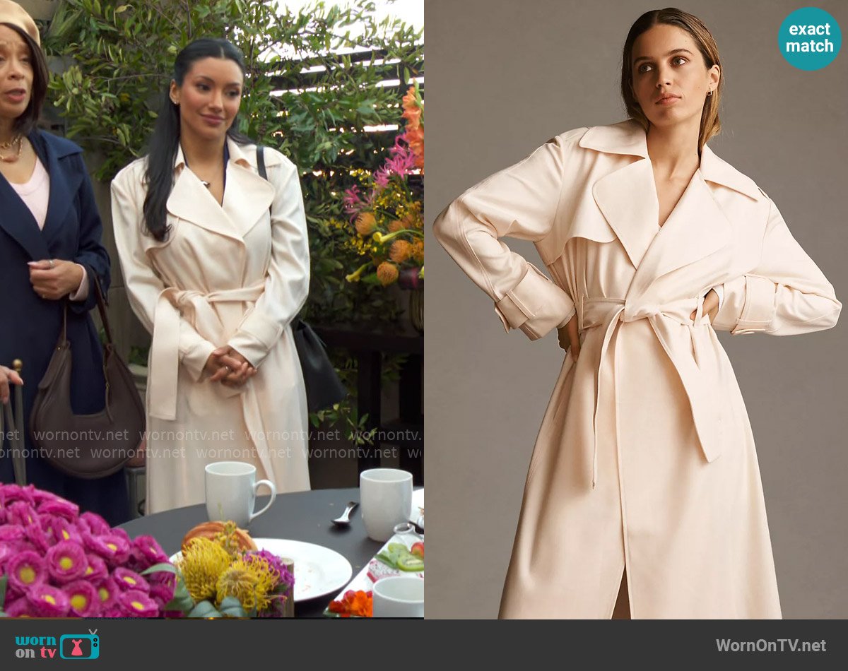 Significant Other Rozalia Trench Coat worn by Audra Charles (Zuleyka Silver) on The Young and the Restless