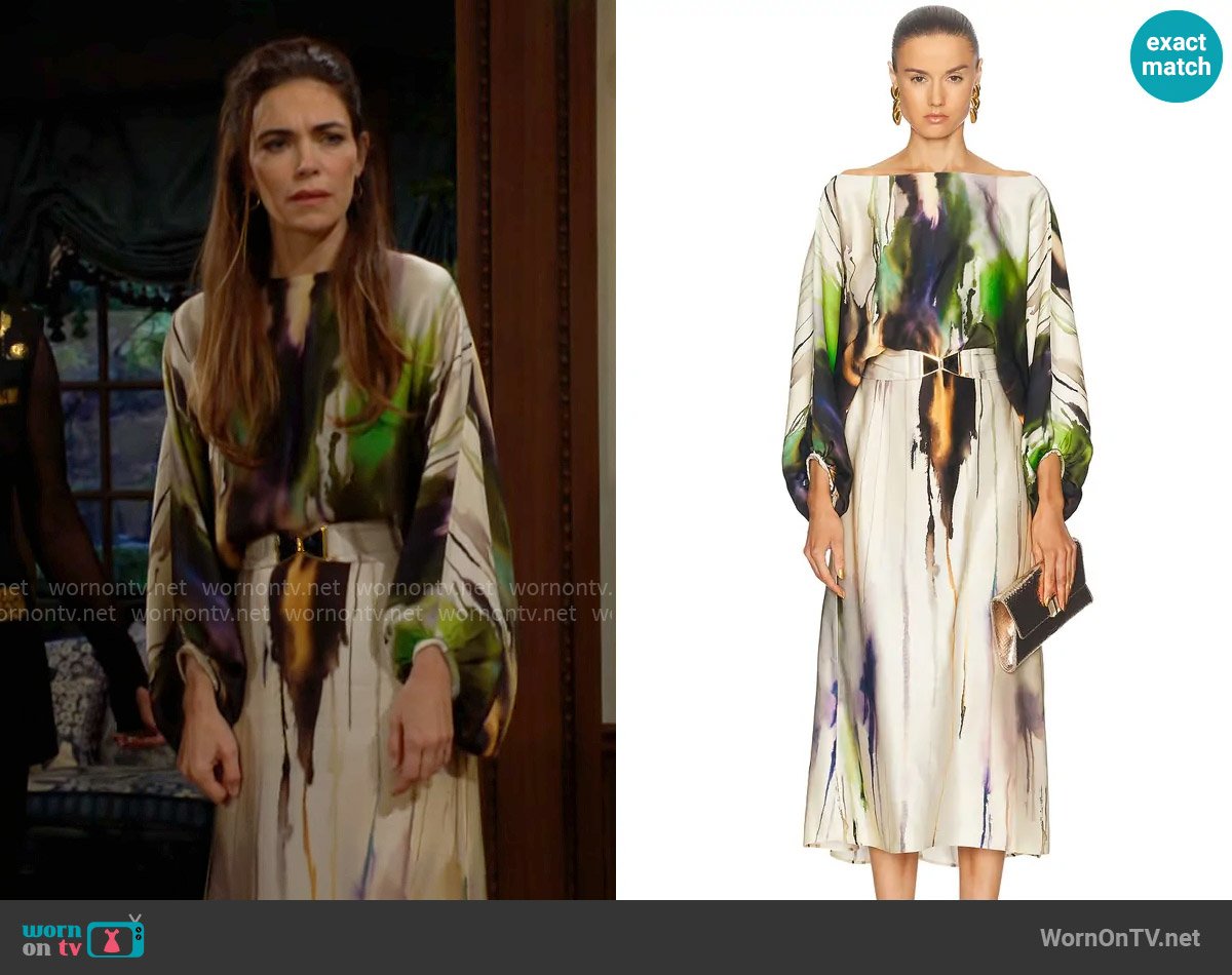 Silvia Tcherassi Kalani Dress worn by Victoria Newman (Amelia Heinle) on The Young and the Restless