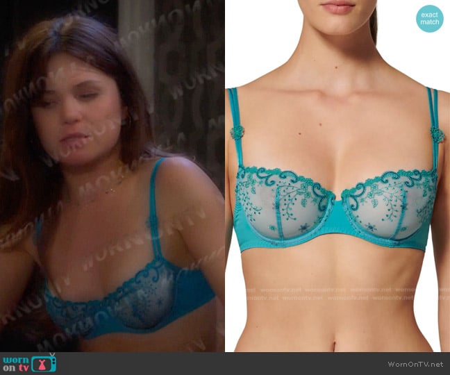 Simone Perele Delice Underwire Demi Bra in Atoll Blue worn by Joy Wesley (AlexAnn Hopkins) on Days of our Lives