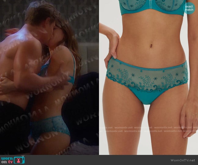 Simone Perele Delice Boyshort in Atoll Blue worn by Joy Wesley (AlexAnn Hopkins) on Days of our Lives