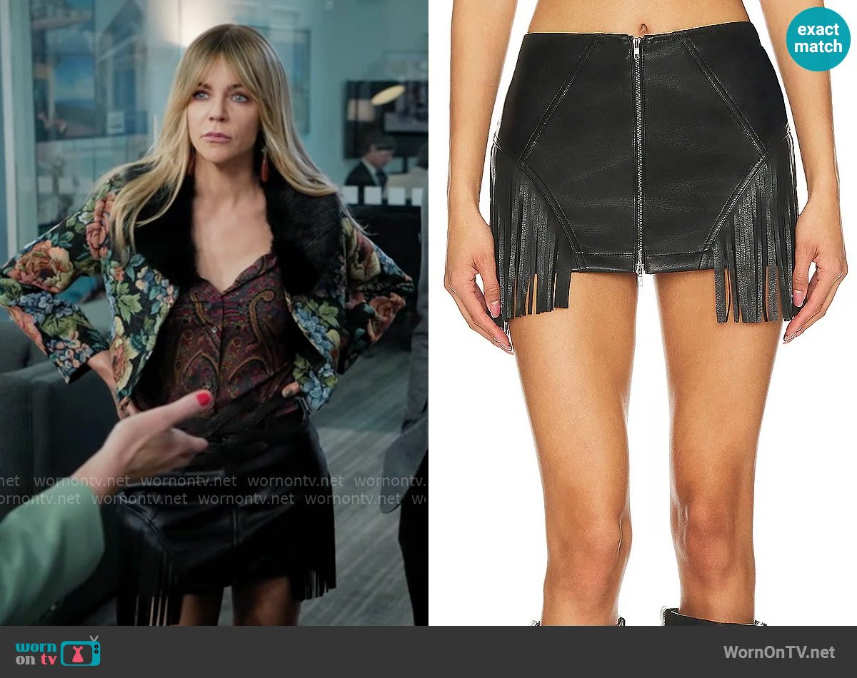 Superdown Riley Faux Leather Skirt worn by Morgan Gillory (Kaitlin Olson) on High Potential