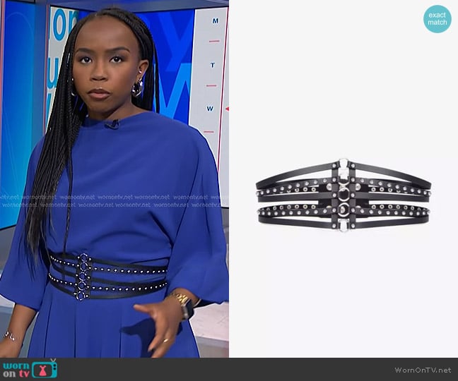 The Kooples Stud-embellished Leather Corset Belt worn by Zinhle Essamuah on NBC News Daily