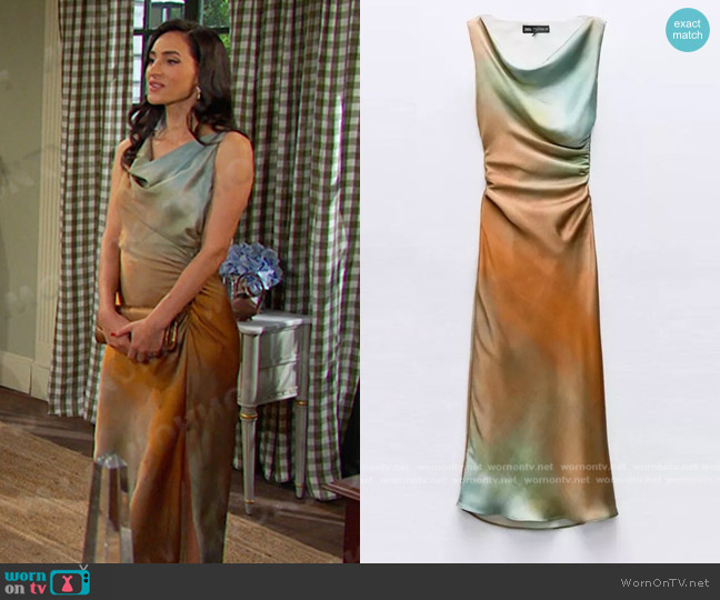 Zara Tie Dye Print Midi Dress worn by Gabi Hernandez (Cherie Jimenez) on Days of our Lives