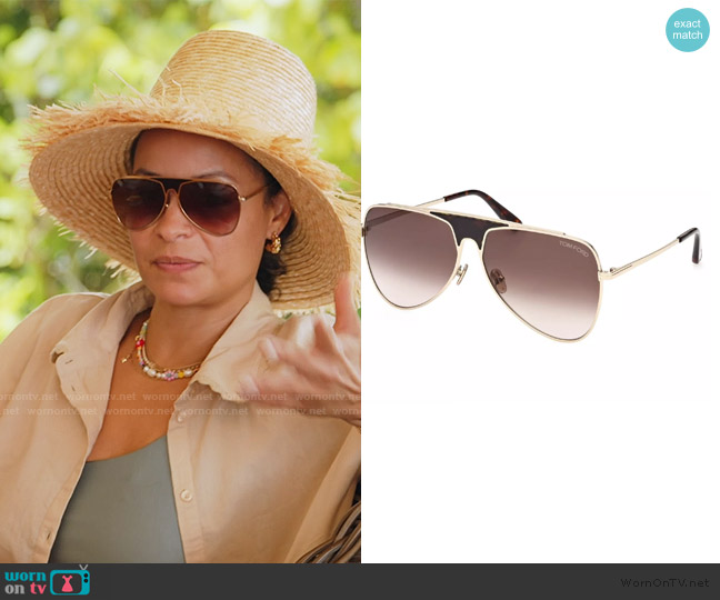 Tom Ford FT0935 Ethan Sunglasses worn by Sai De Silva on The Real Housewives of New York City