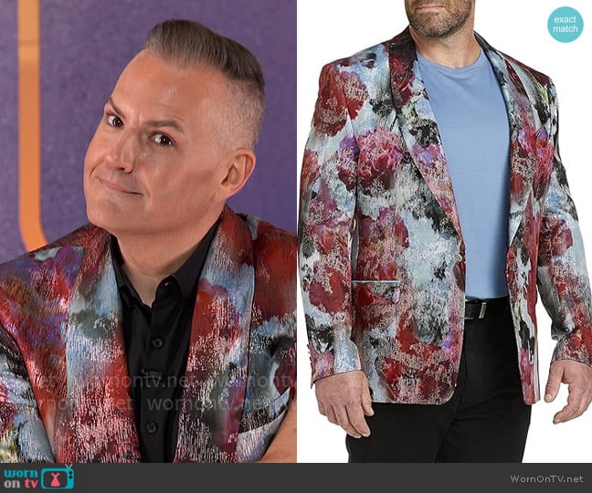 Tallia Vibrante Metallic Sportcoat worn by Ross Mathews on Hollywood Squares