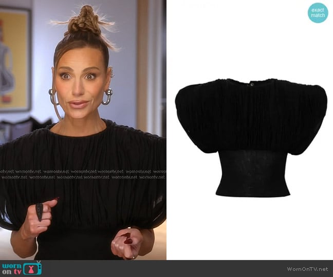 Rick Owens Tatlin wide-shoulders crop top worn by Dorit Kemsley on The Real Housewives of Beverly Hills