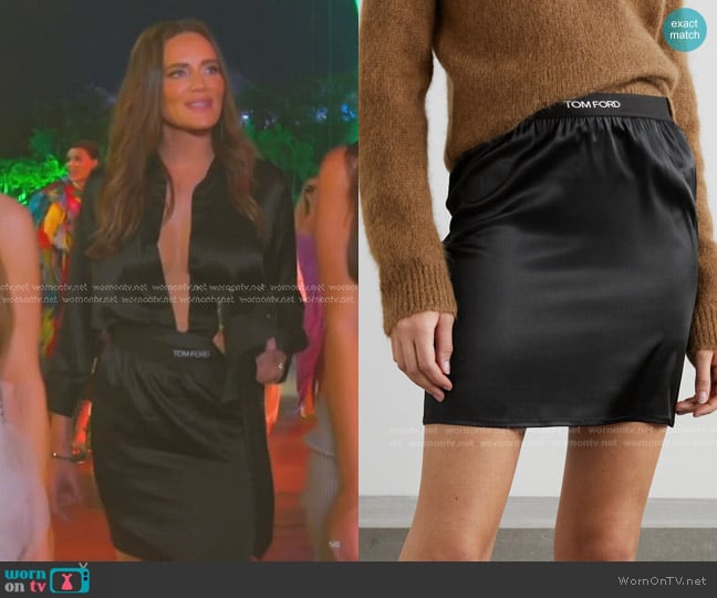 Tom Ford Stretch-silk Satin Mini Skirt worn by Meredith Marks on The Real Housewives of Salt Lake City