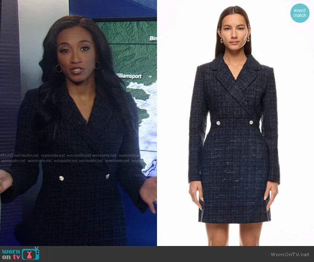 Derek Lam Collective Tweed Blazer Dress worn by Brittany Bell on Good Morning America