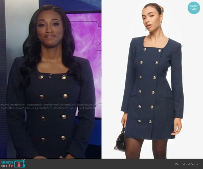 Marissa Webb Collective Tweed Button Dress worn by Brittany Bell on Good Morning America