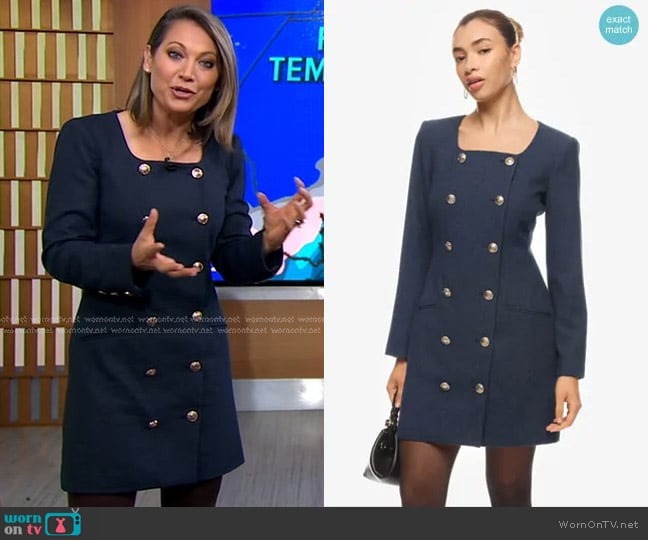 Marissa Webb Collective Tweed Button Dress worn by Ginger Zee on Good Morning America