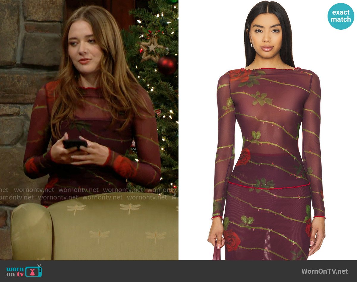 Tyler McGillvary Briar Long Sleeve worn by Faith Newman (Reylynn Caster) on The Young and the Restless