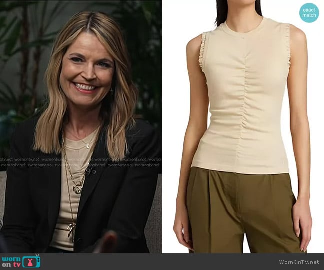 Ulla Johnson Kyla Top in Driftwood worn by Savannah Guthrie on Today