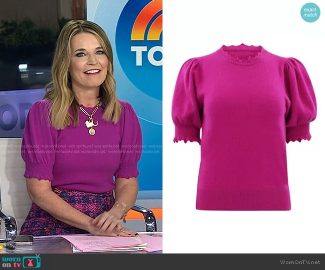 Ulla Johnson Lotta Top in Thistle worn by Savannah Guthrie on Today