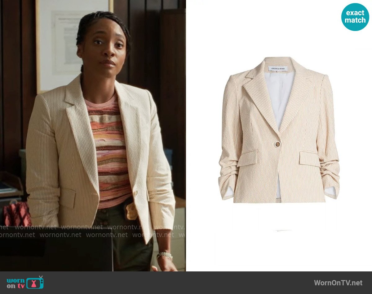 Veronica Beard Aaliyah Seersucker Blazer worn by Faith Mitchell (Iantha Richardson) on Will Trent