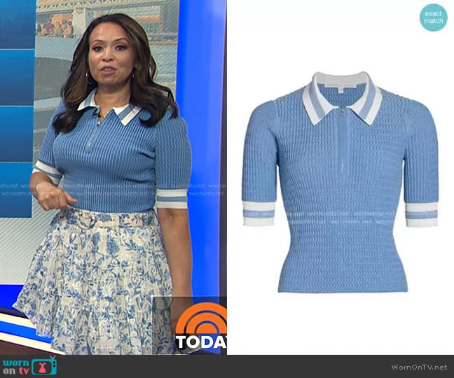 Veronica Beard Jorja Half-Zip Polo worn by Adelle Caballero on Today