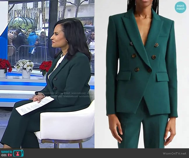 Veronica Beard Miller Dickey Jacket in Pine worn by Kristen Welker on Today