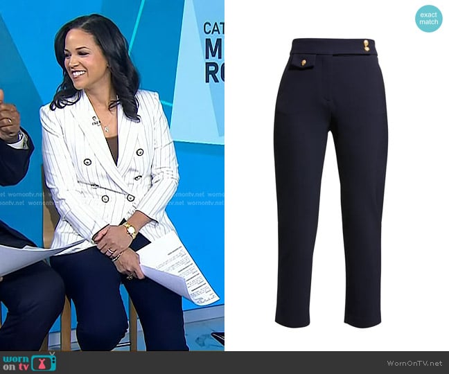 Veronica Beard Renzo Ankle Crop Pants in Navy worn by Laura Jarrett on Today