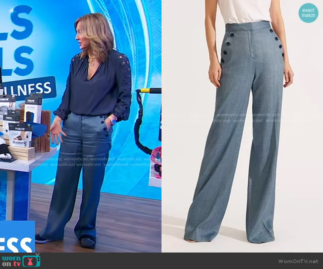 Veronica Beard Tuli Linen Pants worn by Lara Spencer on Good Morning America