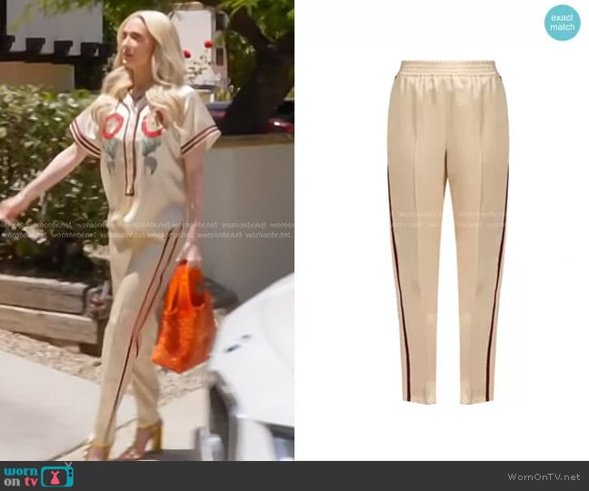 Gucci Web-Striped Duchesse Satin Trouser worn by Erika Jayne on The Real Housewives of Beverly Hills