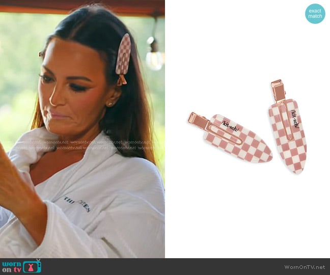 Kitsch XL Creaseless Clips in Terracotta Checker Set of 2 worn by Lisa Barlow on The Real Housewives of Salt Lake City