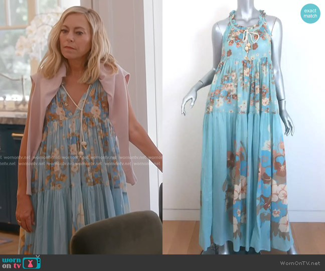 Yvonne S Hippy Tiered Floral-print Cotton-voile Maxi Dress worn by Sutton Stracke on The Real Housewives of Beverly Hills