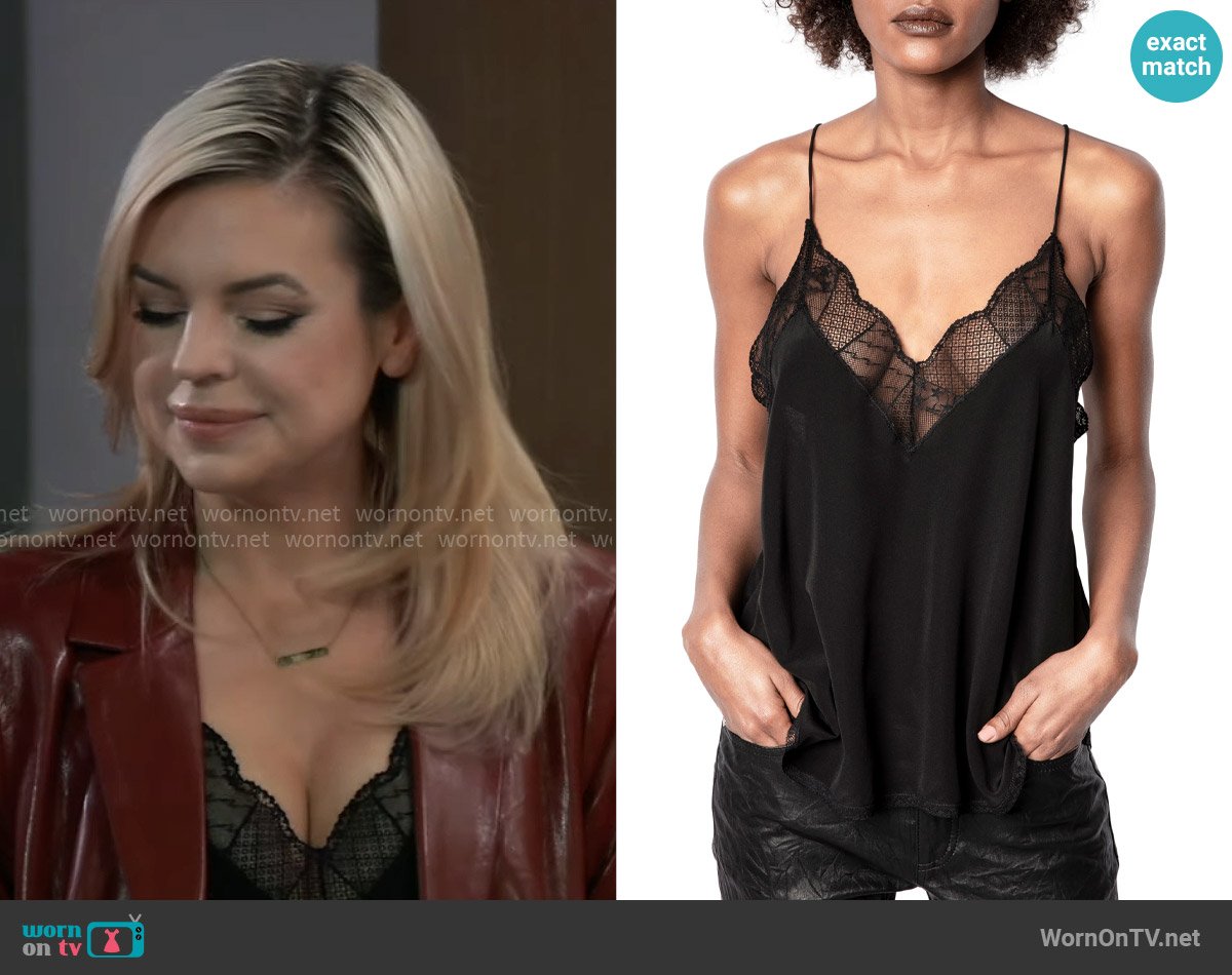 Maxie’s black lace cami on General Hospital