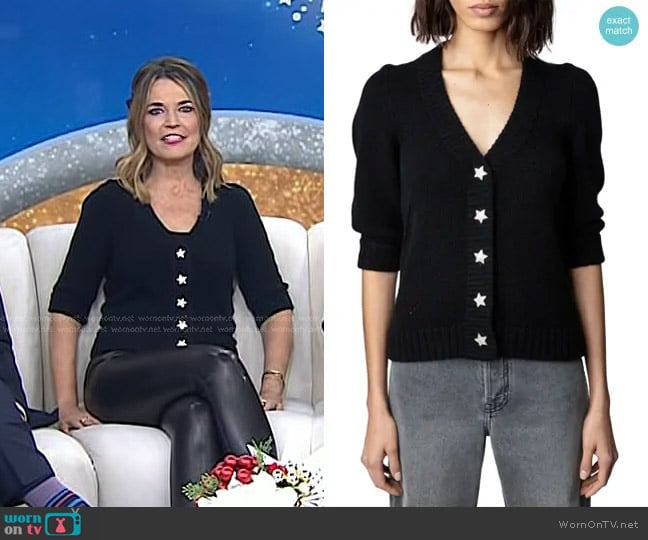 Zadig & Voltaire Betsy Cashmere Cardigan worn by Savannah Guthrie on Today