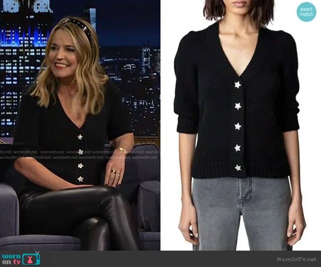 Zadig & Voltaire Betsy Cashmere Cardigan worn by Savannah Guthrie on Today