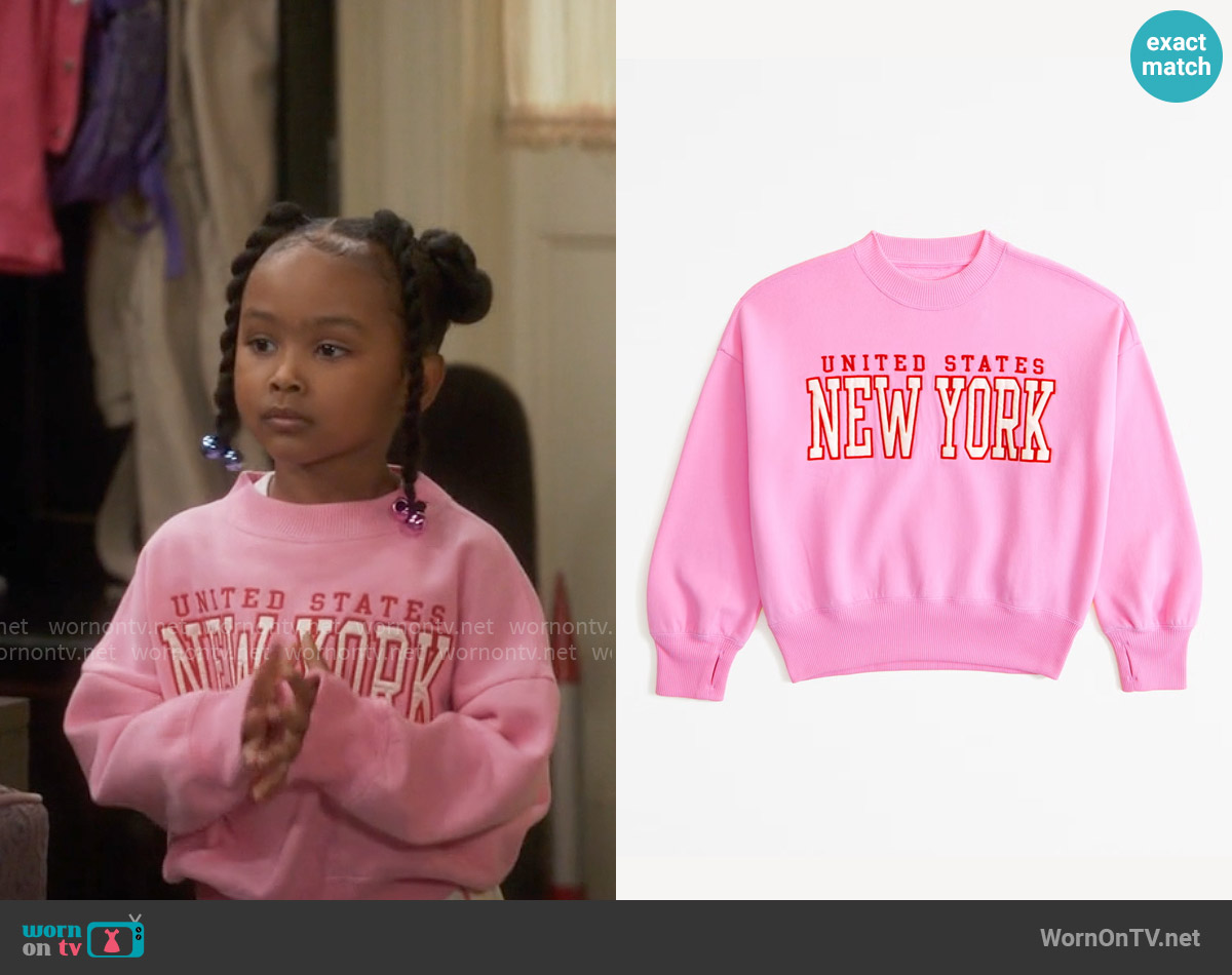 Abercrombie Destination Crew Sweatshirt worn by Maya (River Blossom) on Poppas House