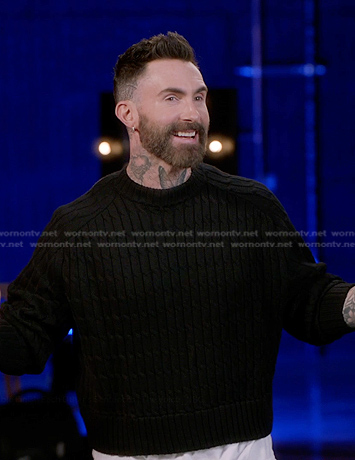 Adam’s black cable knit sweater on The Voice