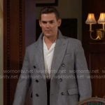 Adam’s double breasted herringbone coat on The Young and the Restless