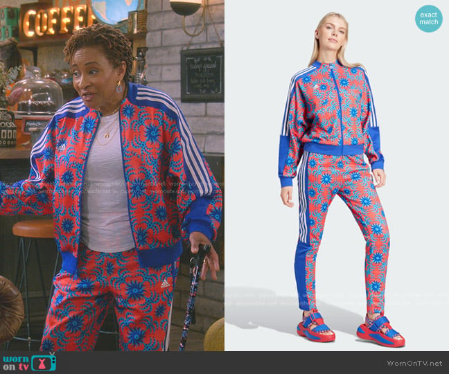 Adidas x Farm Rio Tiro Track Jacket and Track Pant worn by Lucretia Turner (Wanda Sykes) on The Upshaws